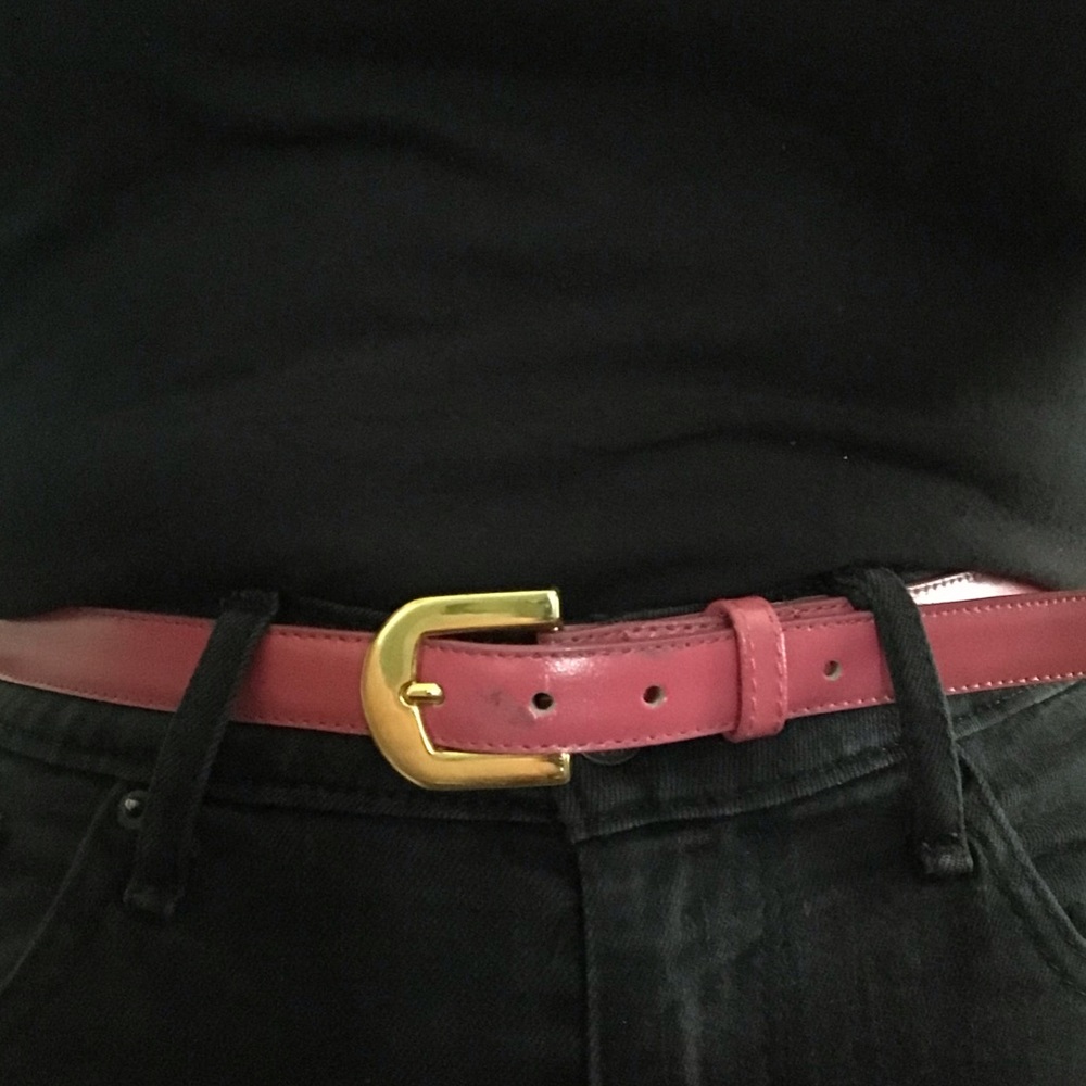 Beacon Hill PINK Skinny Leather Belt Gold Clasp